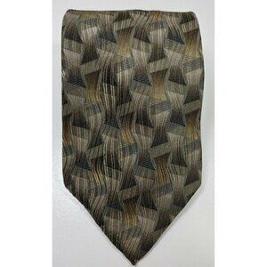 Vintage 60" Long Men's Arrow Geometric Patterned Tie Gray Brown Cream Blue Green